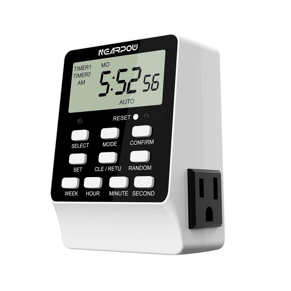 Outlet Timer, NEARPOW Dual Digital Light Timer with 2 Independently-controlle...