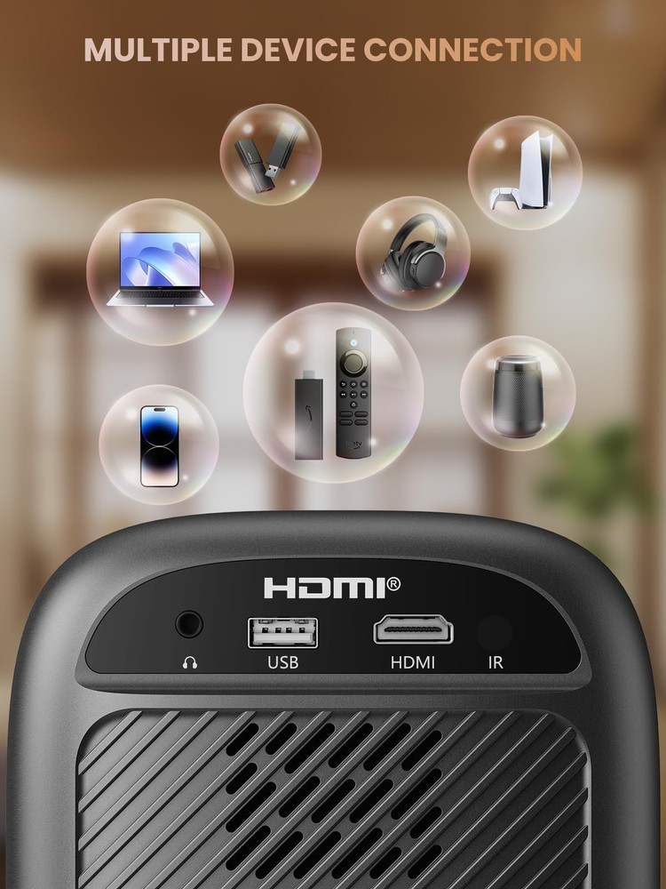 [Electric Focus] Mini Projector Bluetooth, Fully Sealed Portable Projector, 7...