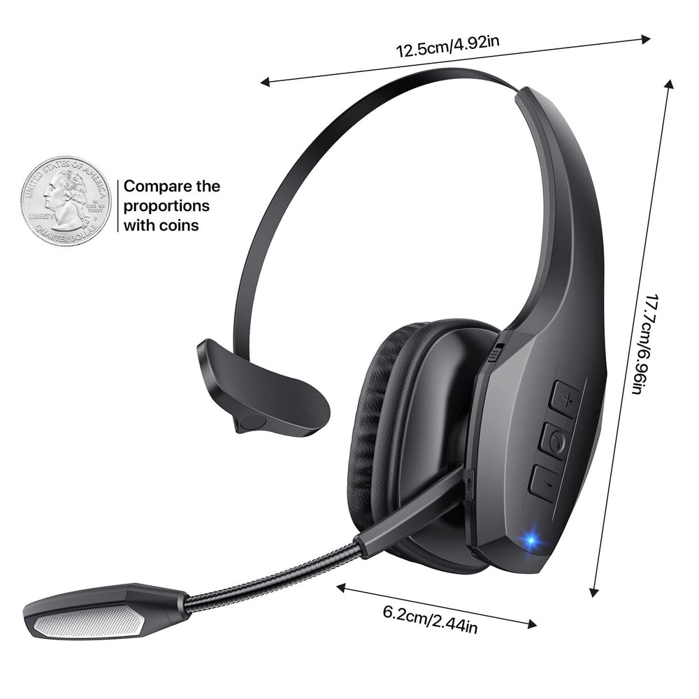 Trucker Bluetooth Headset, Wireless Headset with Mic, Bluetooth Headsets