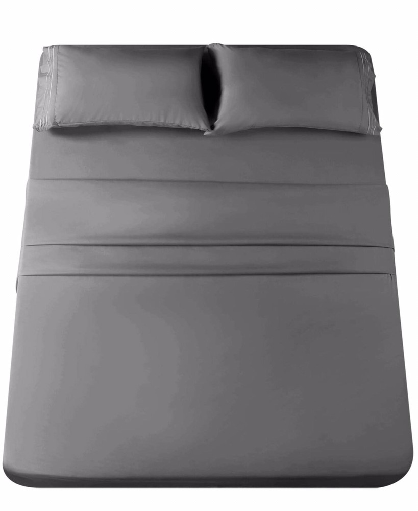Grleaf 4pc Microfiber Sheet Set Dark Grey Soft, Size Queen