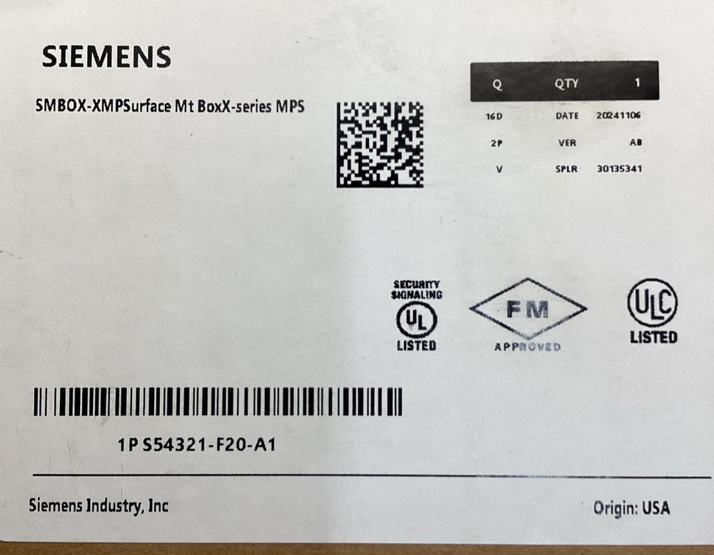 SIEMENS SMBOX-XMP Surface Mount Box
