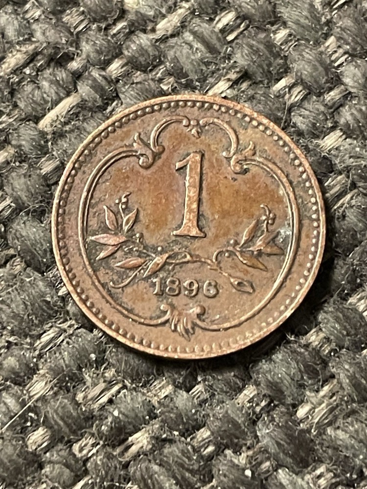 1896 Austria 1 Heller Coin