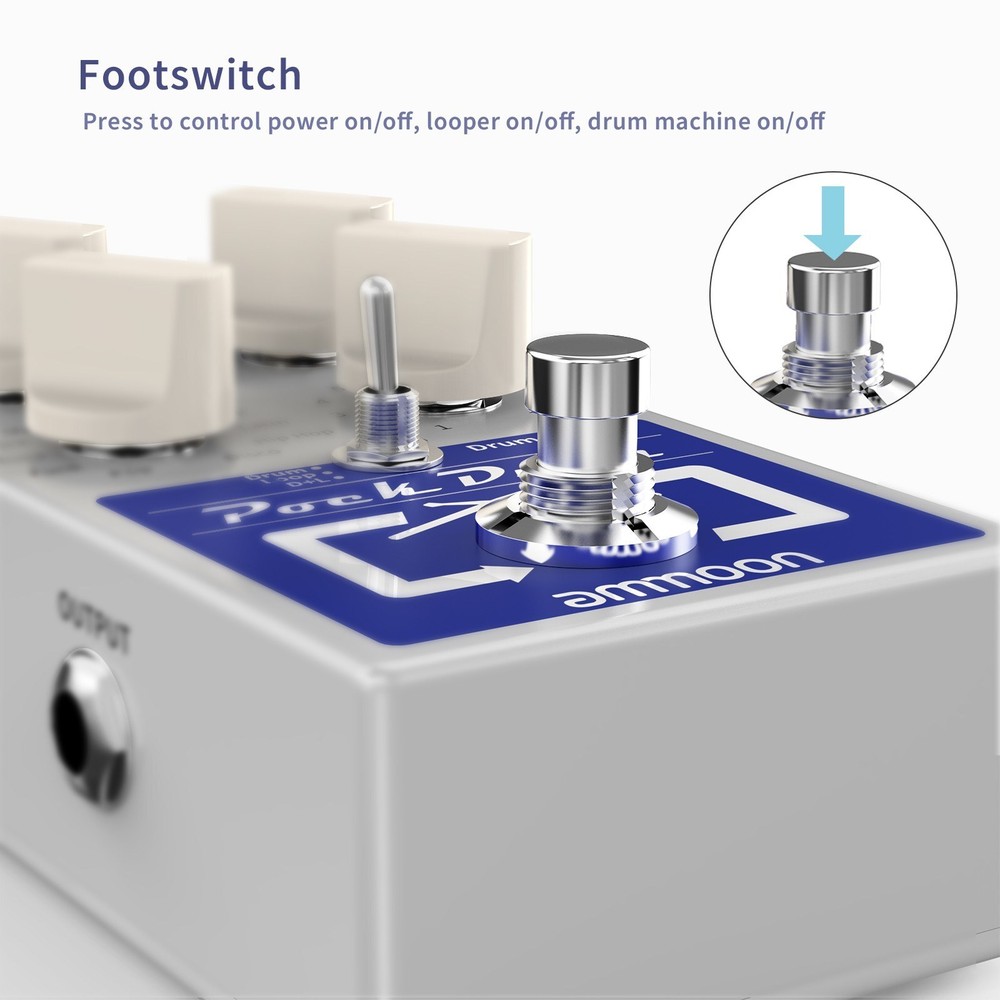 PockDrum Drum & Loop Guitar Effect Pedal 3 Modes 11 Drum Styles 11 H6E9