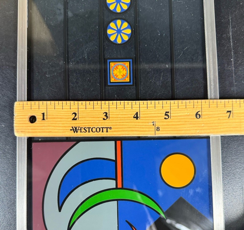 Suncatcher Glass Panel Frank Lloyd Wright Inspired Reverse Flush Applied Signed