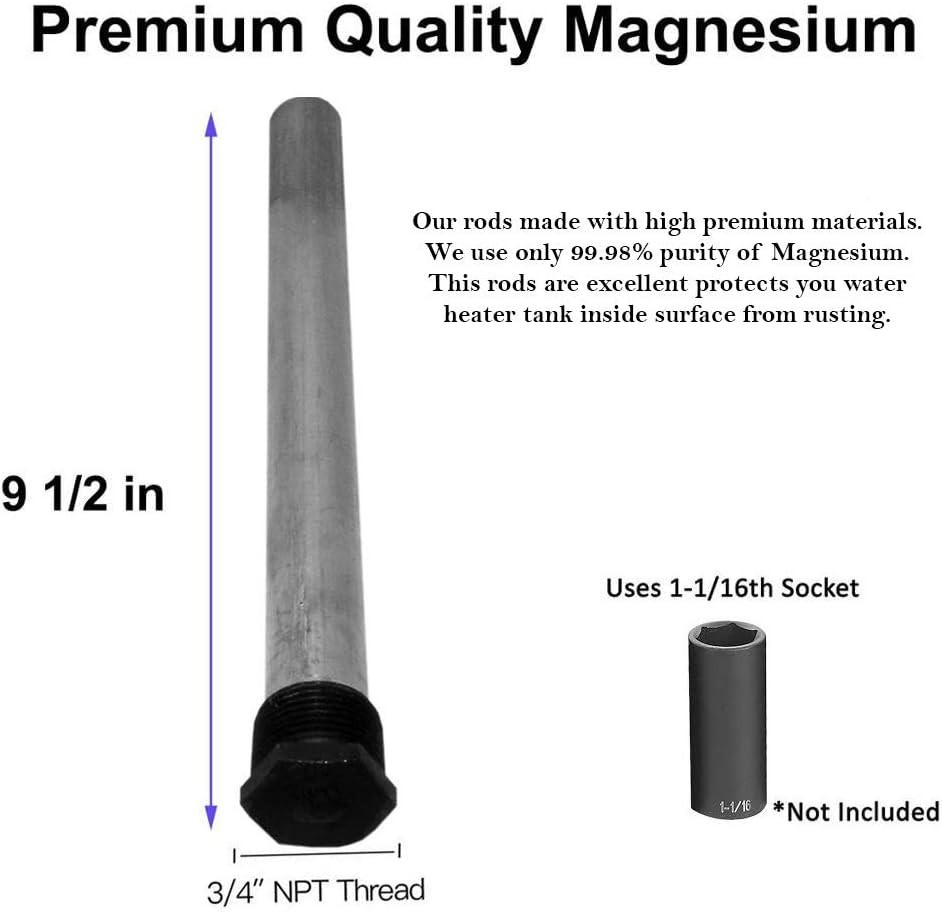 2-pack RV Water Heater Anode Rod - Magnesium Anode Rod 3/4 NTP Thread - Tank ...