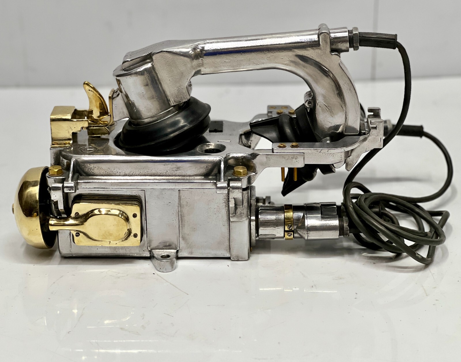 Antique Original Aluminum & Brass Ship Submarine Sound Powered Telephone - Wall