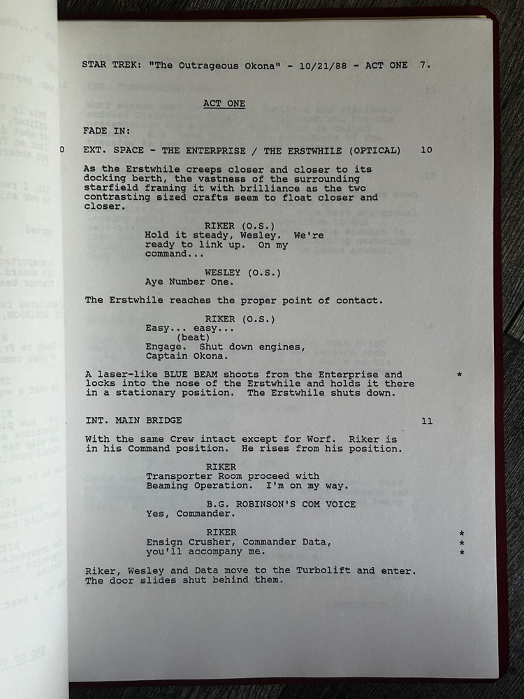 STAR TREK Script The Next Generation Outrageous Okona 4th Revision Final Draft