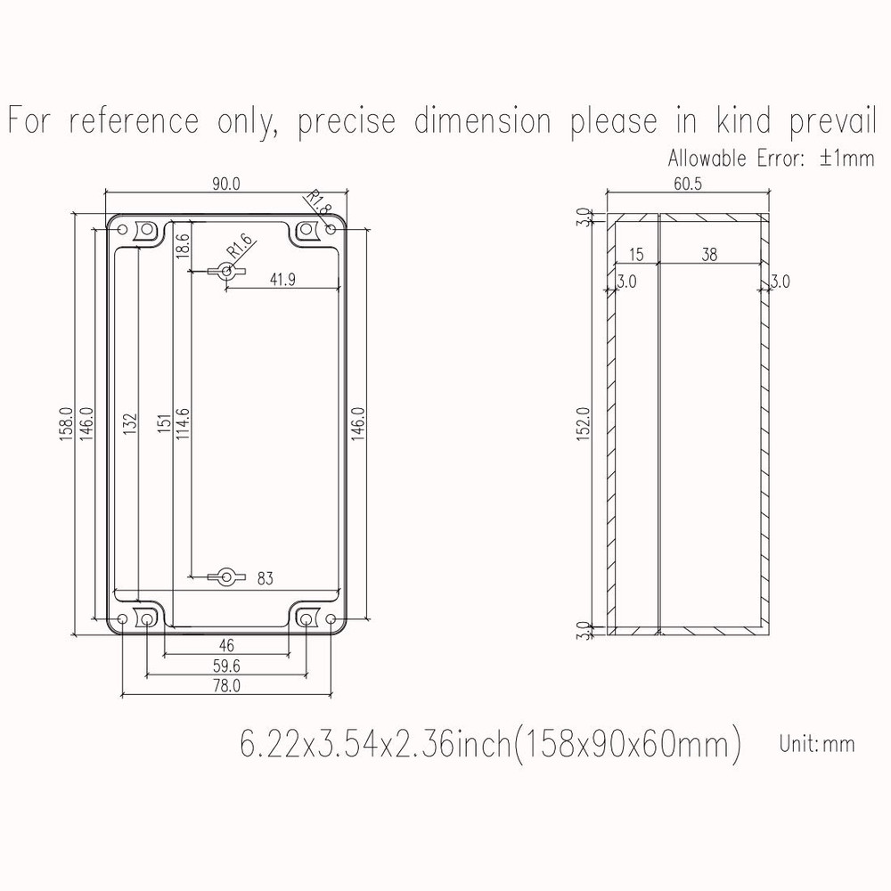 Zulkit Waterproof Plastic Project Box ABS IP65 Enclosure Black