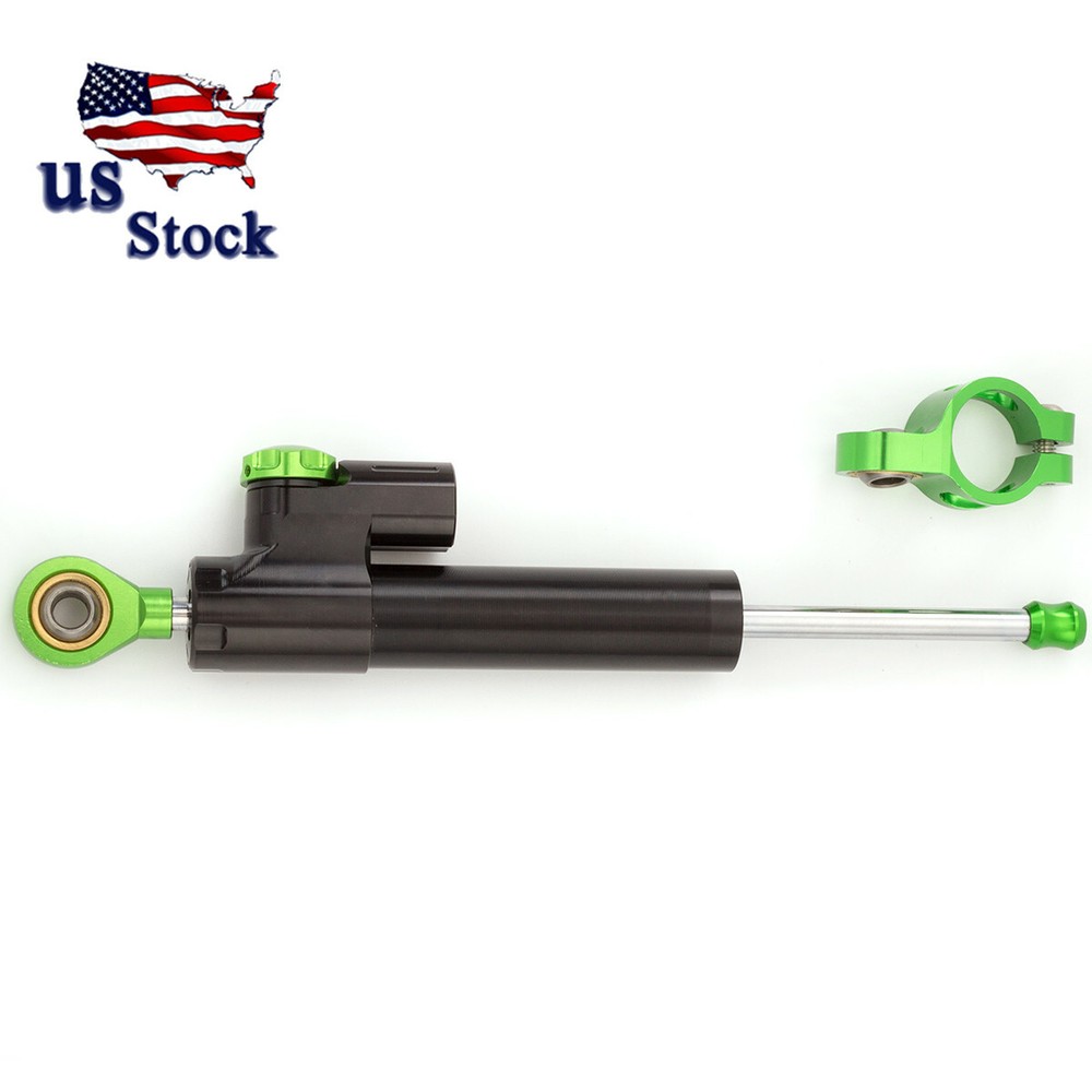 CNC Motorcycle Steering Damper Stabilizer Linear Reversed Control Black&Green
