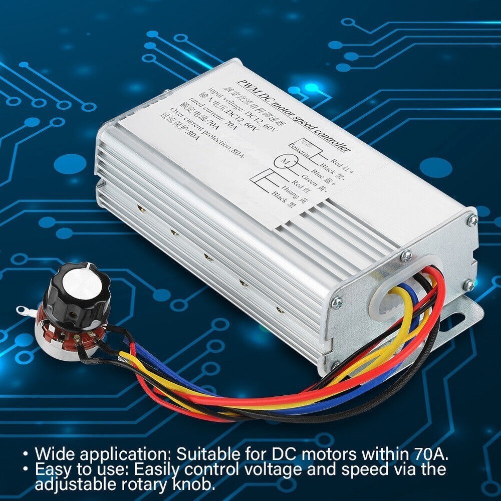 DC 12V‑60V 70A PWM Motor Speed Controller Adjustable Drive Control Regulator