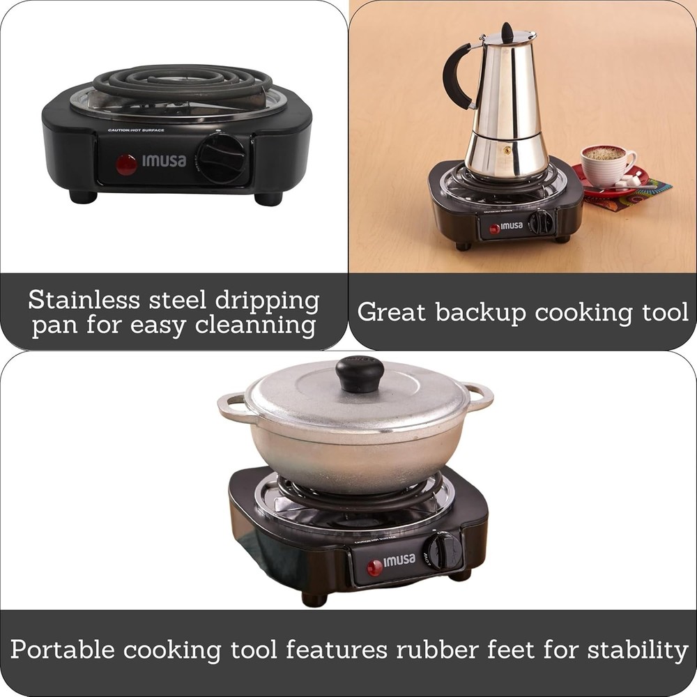 Versatile Electric Single Burner, 1100W - Ideal for Camping & Office Use