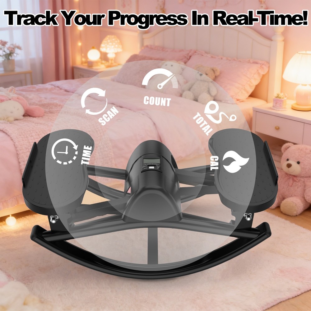 Lateral Rocking Stepper with Resistance Bands, LCD & Mat