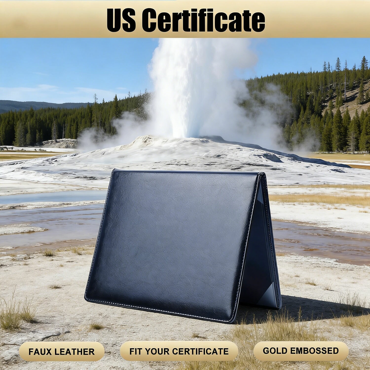 US Citizenship Certificate Holder - US Citizenship Gifts-Gold American Seal Logo