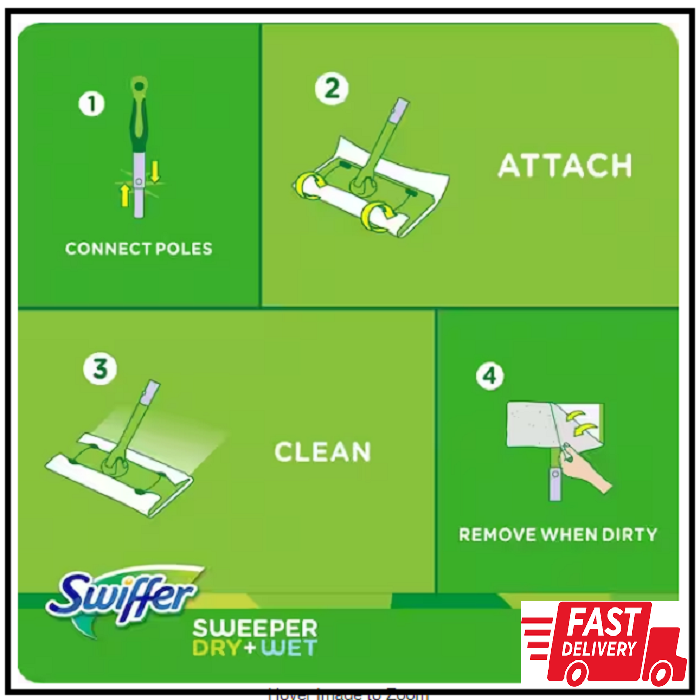 Swiffer Sweeper 2-in-1, Dry and Wet, Floor Cleaner Includes 1 Mop + 10 Refills