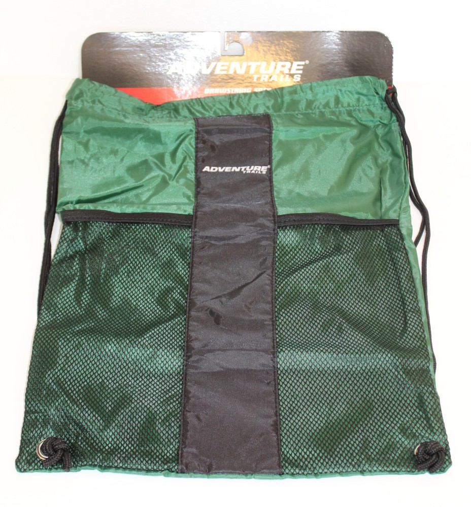 Adventure Trails Drawstring Sack - Lightweight Nylon Back Pack - Mesh Pockets