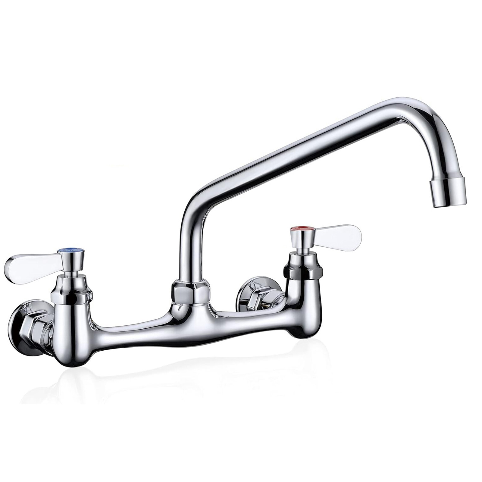Commercial Sink Faucet Swivel Spout 8" Center Wall Mount Kitchen Faucet Chrome