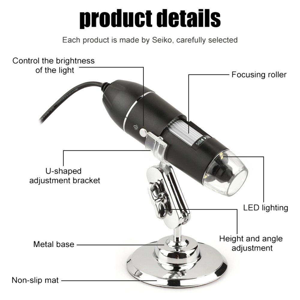 USB-C Digital Monocular Microscope Magnifier iPhone&Android Phone 1600 ZoomIn US