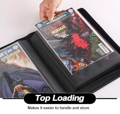 Comic Book Storage Binder with Sleeves - Holds 24 Regular & Bagged Comics, Class