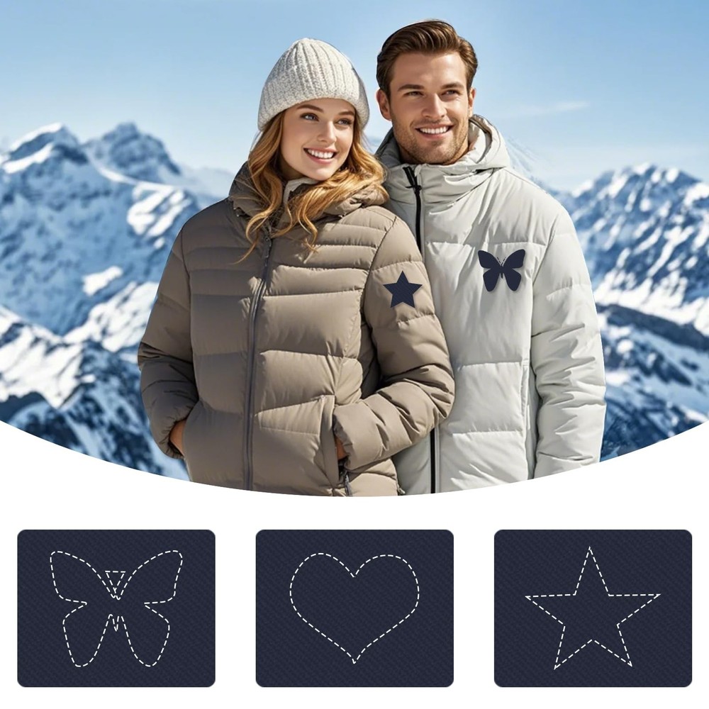 45PCS Down Jacket Repair Patch for Puffer Jackets Three Sizes, Pre-Cut-Navy
