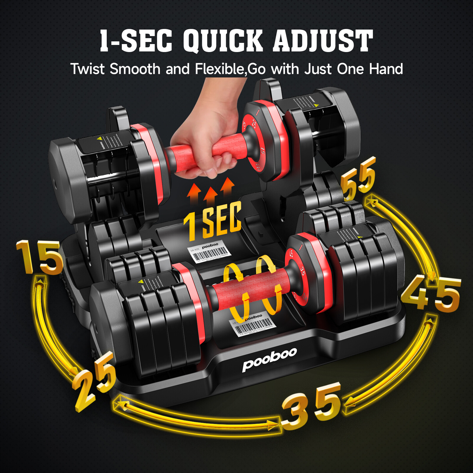 110 Lbs Adjustable Dumbbells Set Weight Dumbbells Set Exercise Equipment Set 2