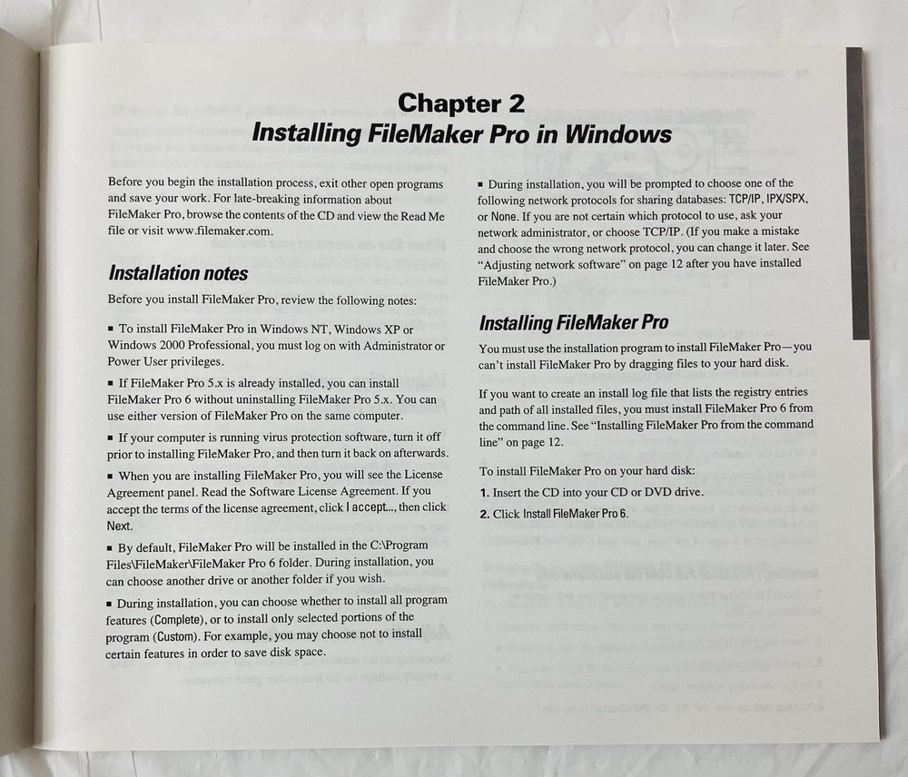 File Maker Pro 6 Getting Started Guide | Vintage User Manual Only | No Software