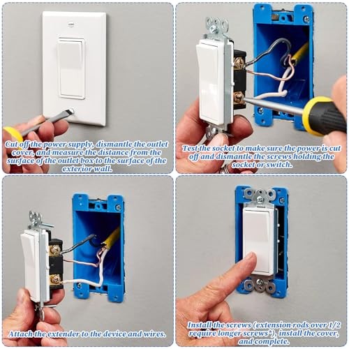 4PCS Single Gang Outlet Box Extender Electrical Box Extender with 8 Screws