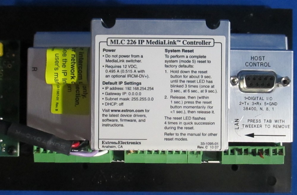 Extron MLC 226 IP DV+ MediaLink Controller w/Ethernet DVD VCR IR Control &Wires