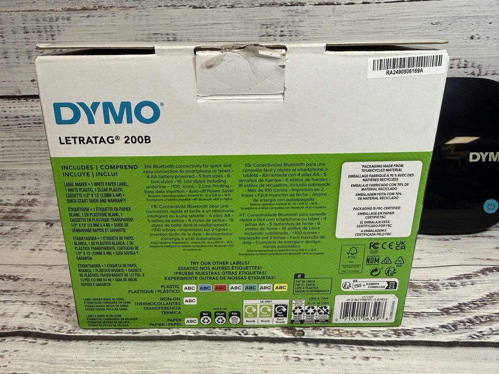 Dymo 200B LetraTag Bluetooth Wireless Label Maker w/Box & Instructions - Works