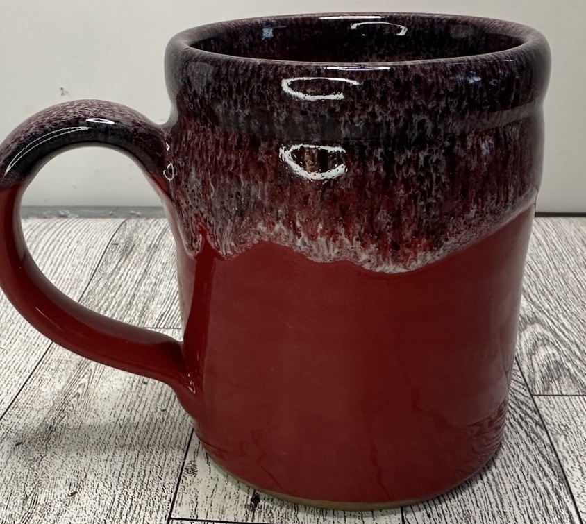 SNAP-ON TOOLS Handmade DENEEN POTTERY USA Red Drip Glaze COFFEE Drink MUG Cup