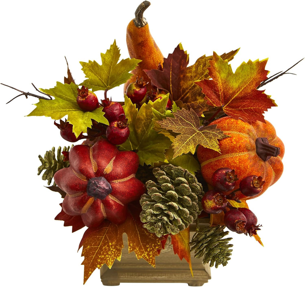 Pumpkin, Gourd, Berry and Maple Leaf Artificial Arrangement