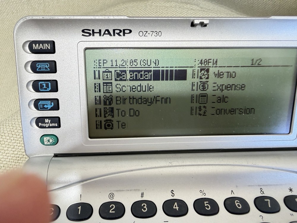 Sharp Wizard OZ-730 Electronic Organizer PDA w/ Manual Tested Missing LED Segmen