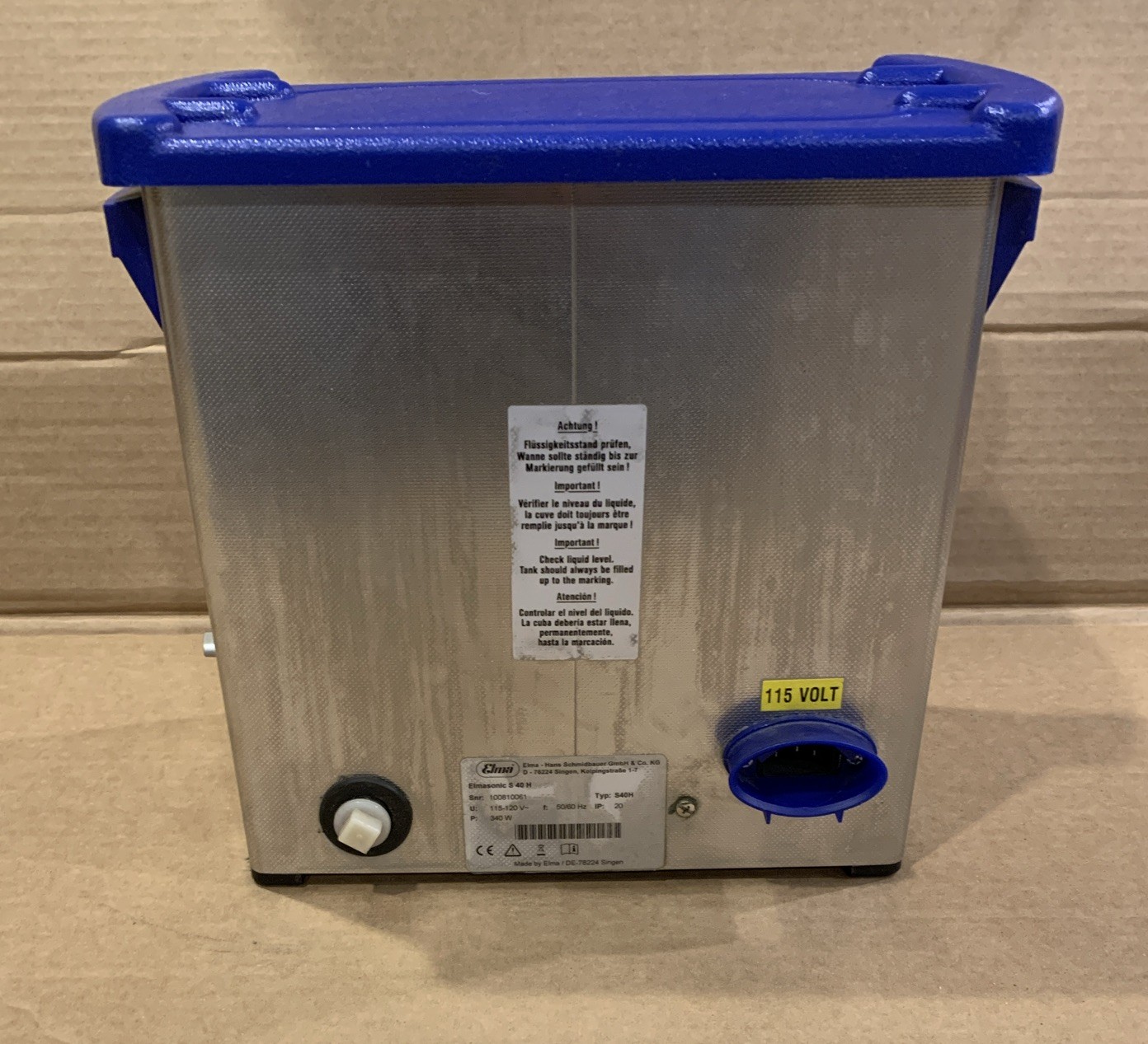 Elma Elmasonic S 40 H Heated Ultrasonic Cleaner 120V 340W w/Timer Drain Lid