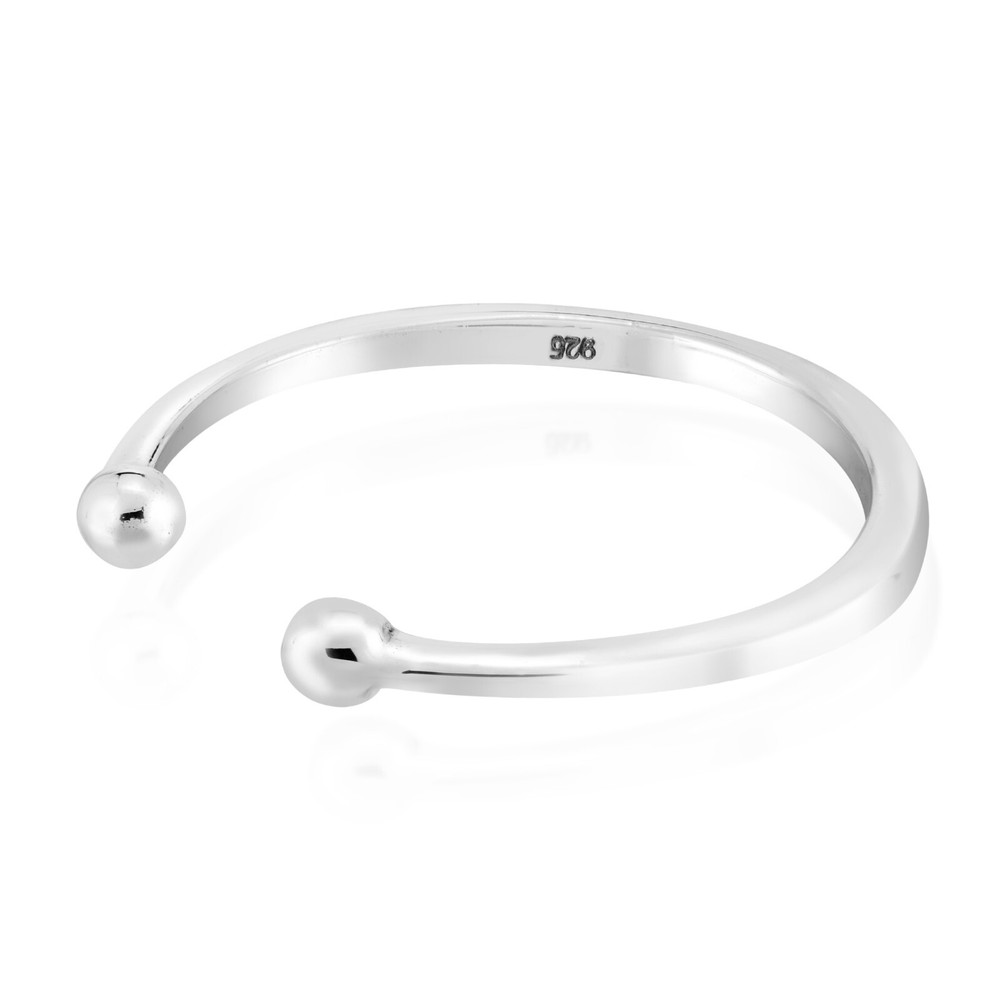 Minimal Mini Sphere Open-Ended Cuff Sterling Silver Wrap Ring-9