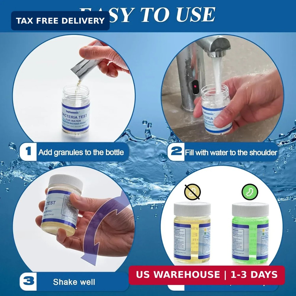 Drinking Water Bacteria Test Kit: 2 Tests Detecting Coliform E coli Bacteria - a