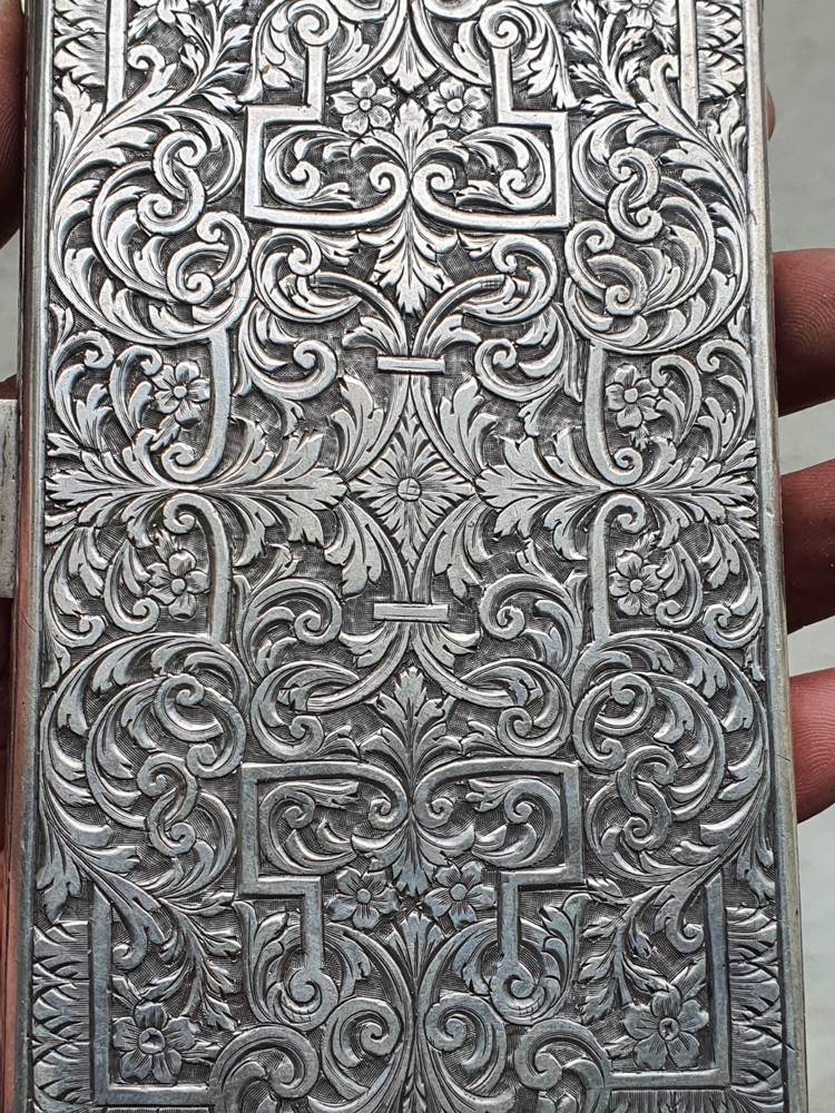 Vintage solid Silver Cigarette case. 800 Silver. Heavy, 7.4 Oz.