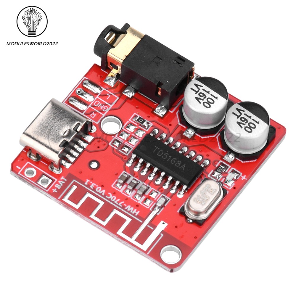 5pcs 3.7-5V Type-c Mini Bluetooth Audio Decoder Board MP3 Audio Receiver Module