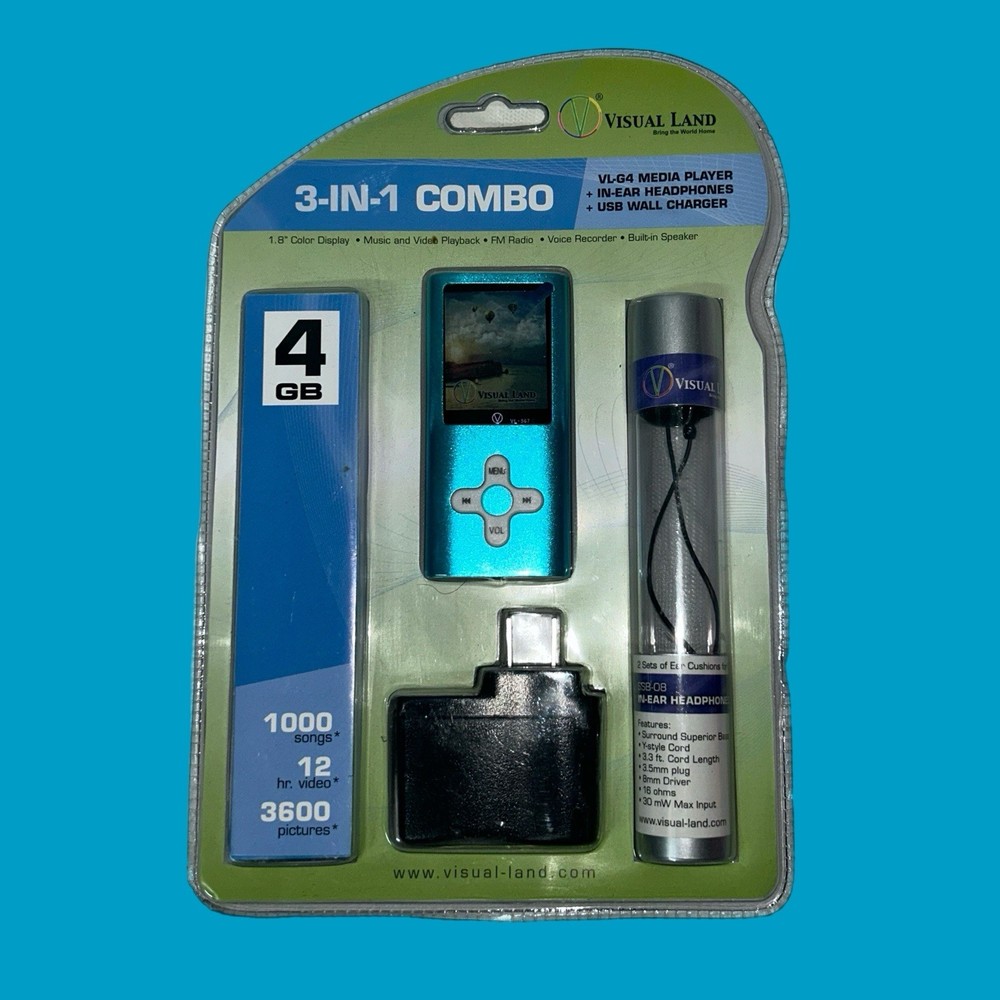New Sealed! Visual Land MP3 Player VL- G4 3 in 1 Combo Bundle!
