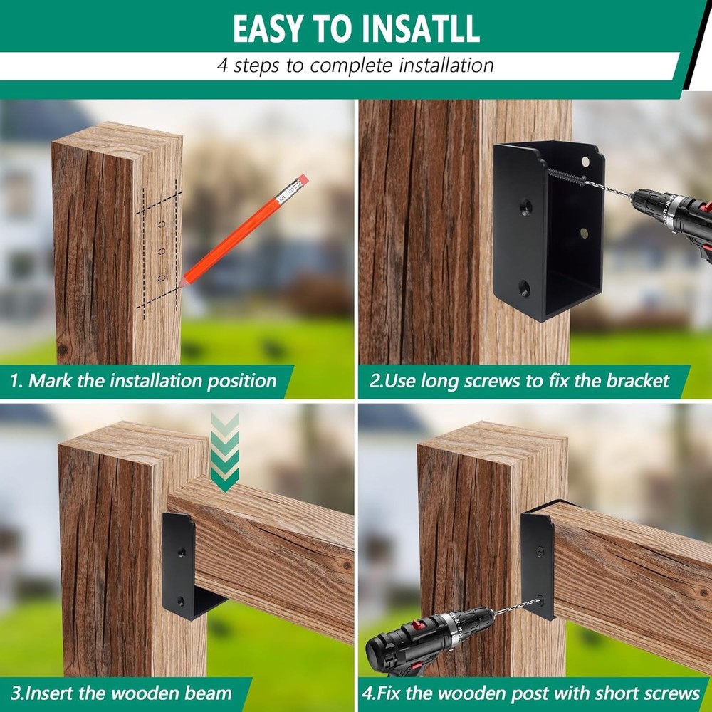 8 PCS Deck Railing Bracket Connectors, U-Shaped Concealed Brackets for 2"x4
