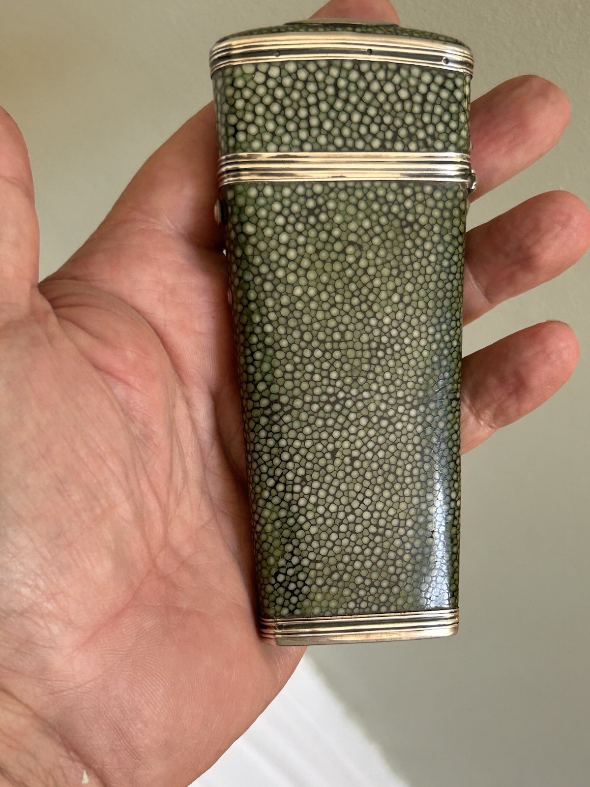 Antique Georgian Green Shagreen & Silver Mounted Draughtsman’s Etui. Circa 1790.