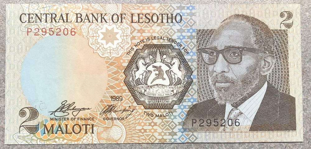 Uncirculated 1989 Lesotho 2 Maloti Banknote