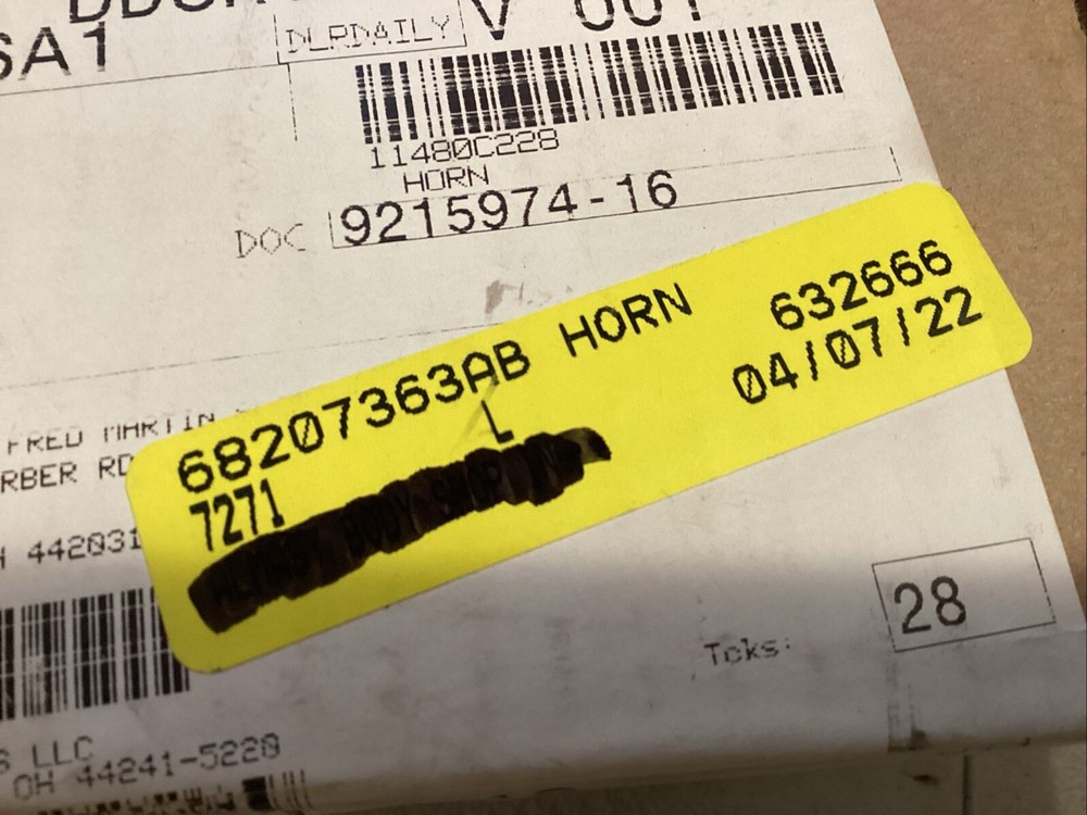 Genuine Mopar Horn And Bracket 68207363AB