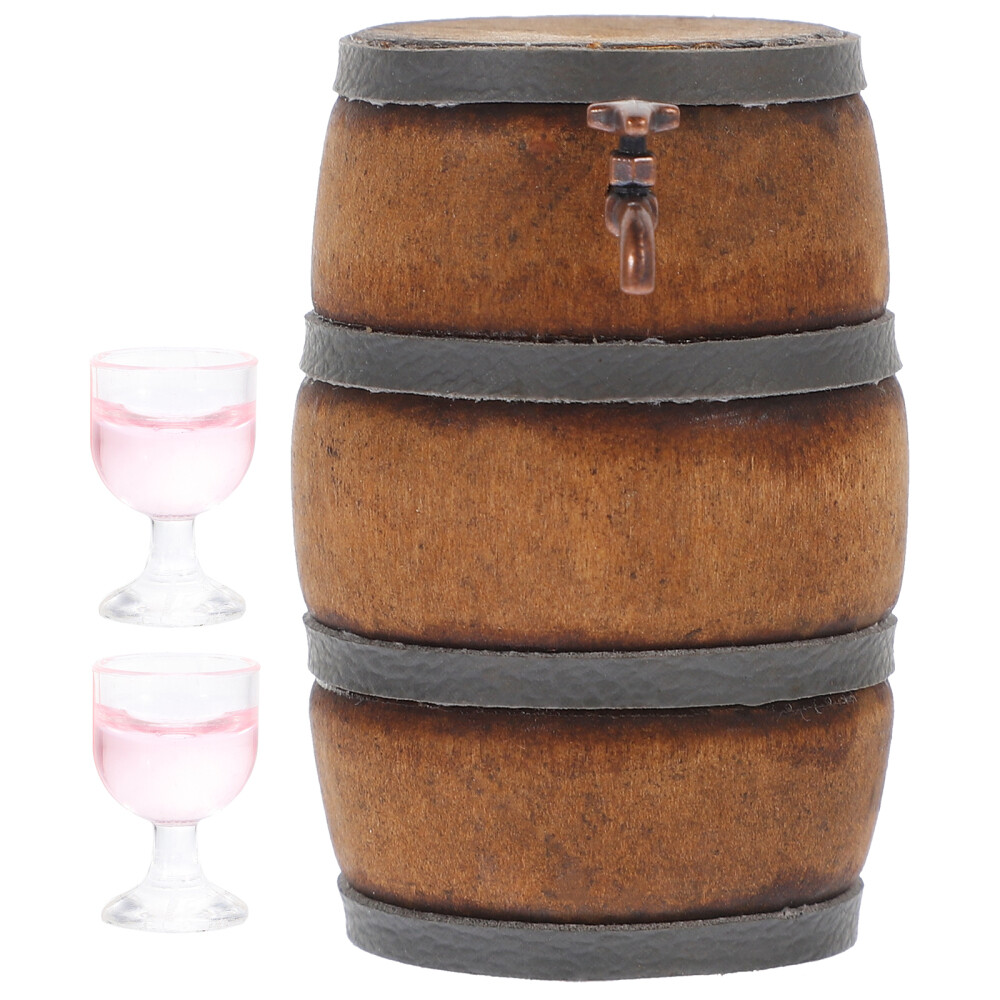Mini Wine Barrel Set Miniature Restaurant Accessories Tiny House