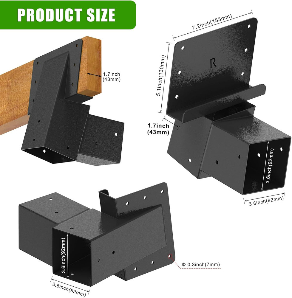 Heavy Duty Deer Stand Brackets, 4X4 Compound Angle Bracket, Powder Coated Elevat