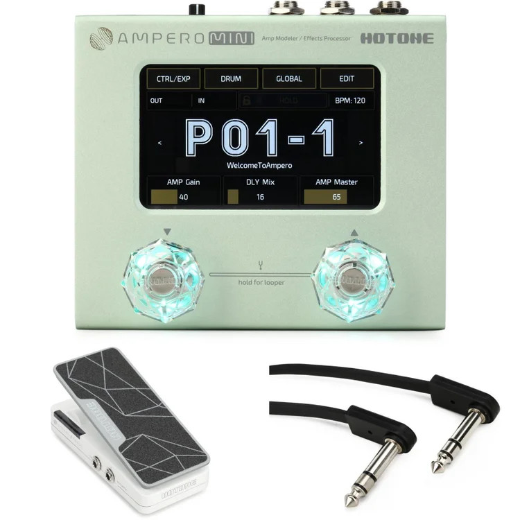 Hotone Ampero Mini Amp Modeler/Effects Processor with Expression Pedal - Matcha