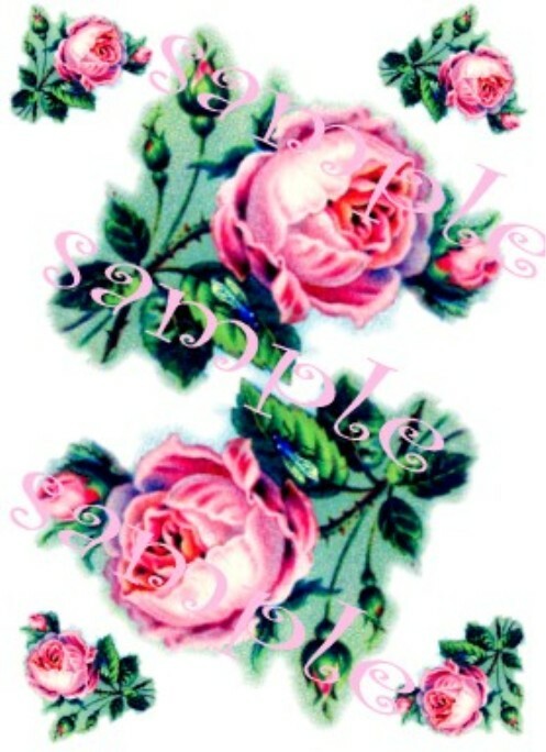Shabby Large Cabbage Rose Waterslide Decals