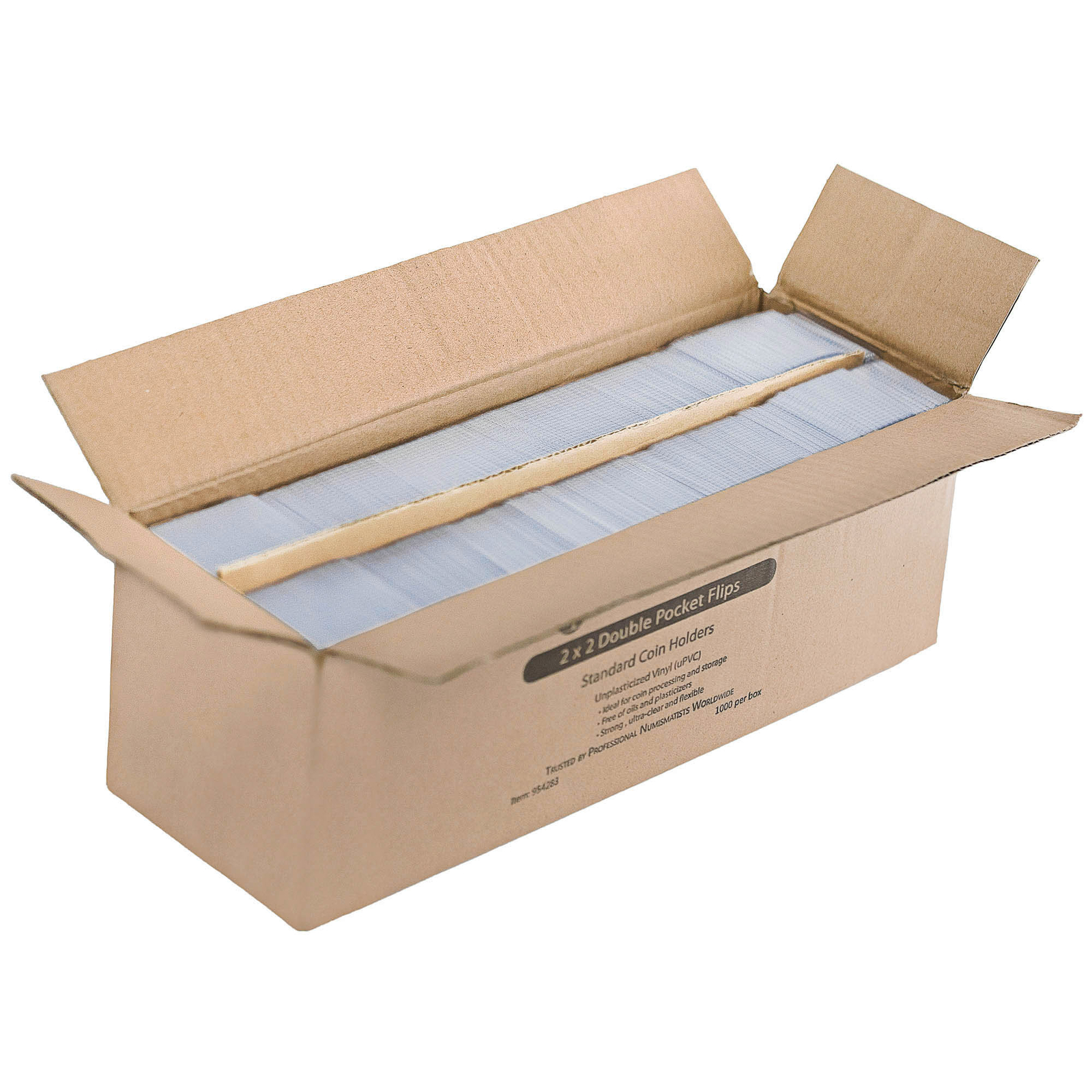 1000 2x2 Double Pocket Vinyl Coin Holder Clear Plastic Flip Safe PVC Free Bulk