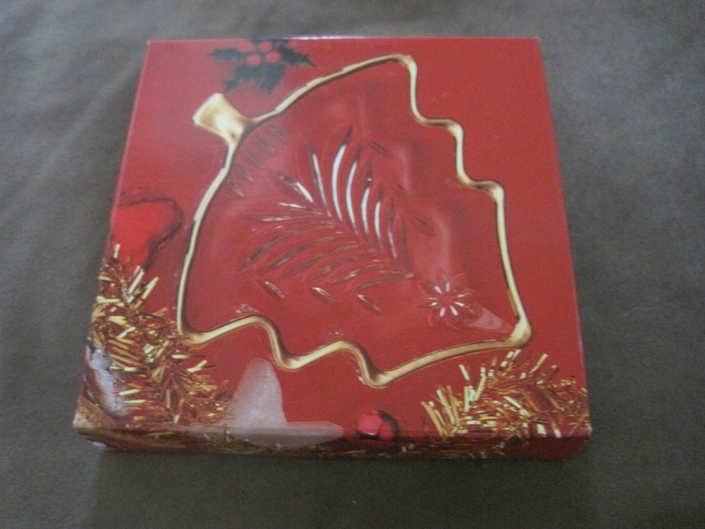 Mikasa Christmas Tree Candy Dish Decor NOS in Box