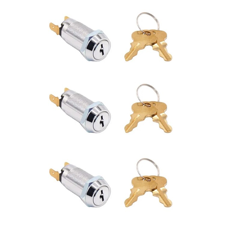 3 Momentary Switch Lock Electrical Barrel Switch Key Removable in Off Position