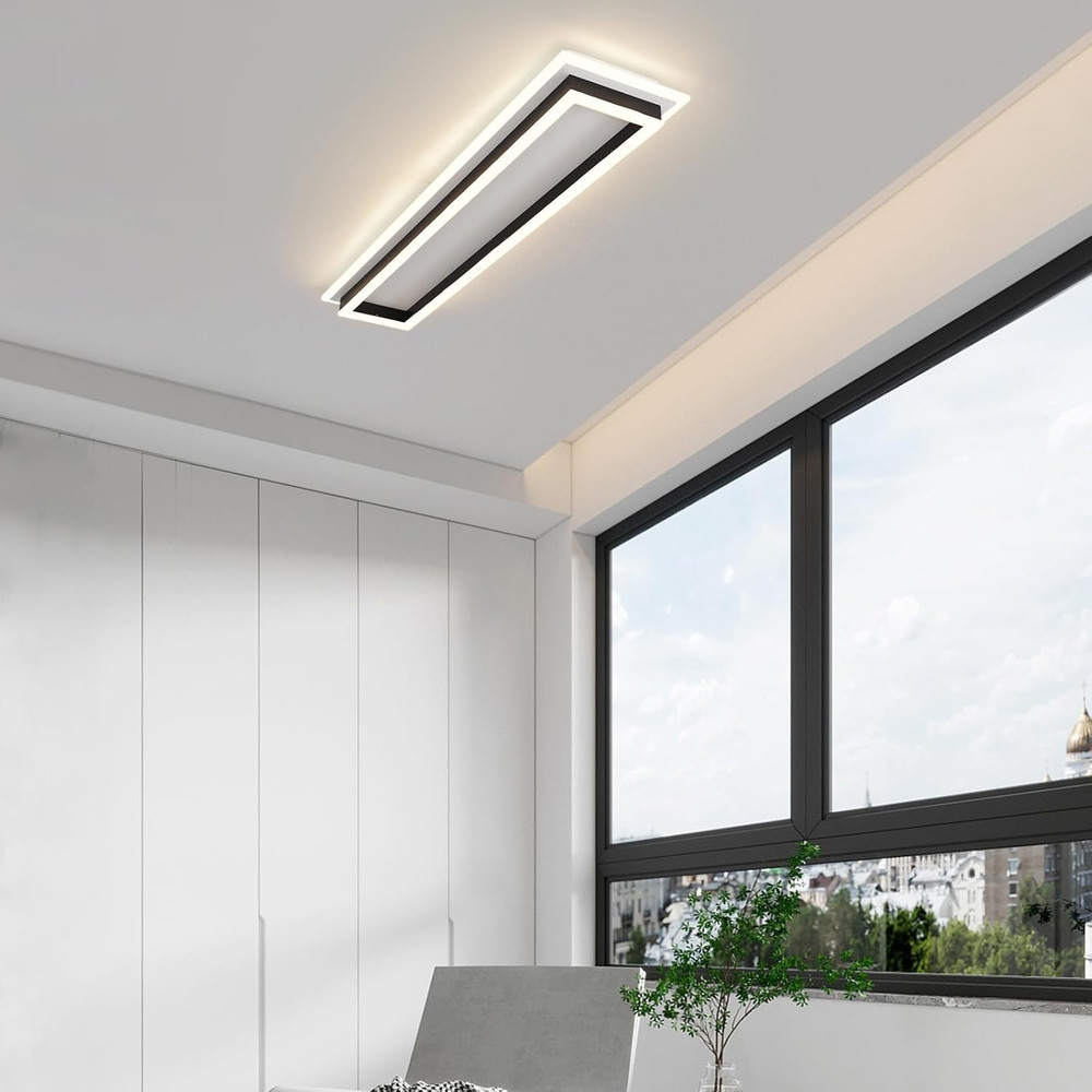Dimmable LED Ceiling Light with Remote - Modern 31.5" Linear Flush Mount