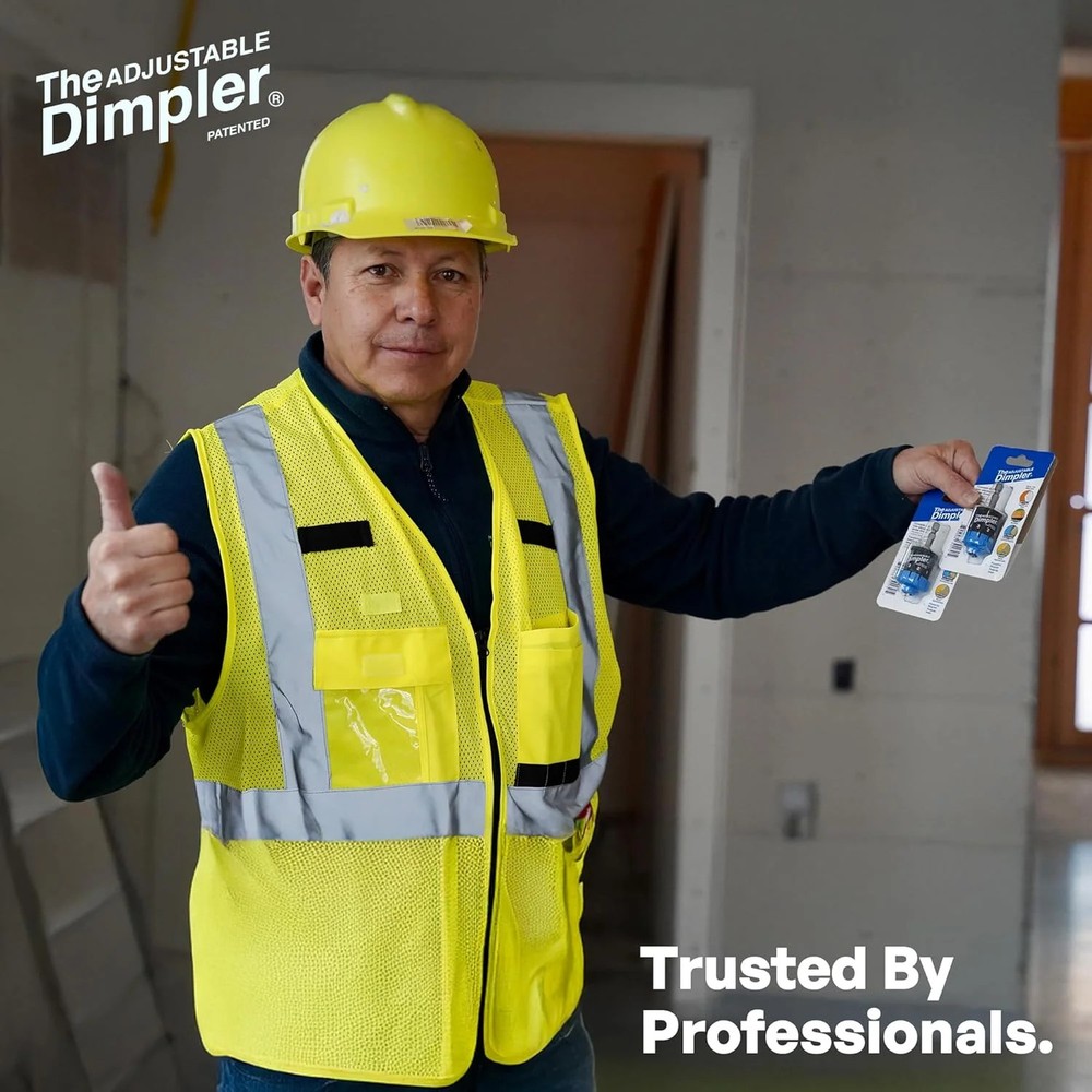 Adjustable DIMPLER ® - Drywall Bit & Screw Gun Attachment, Converts Drill into D